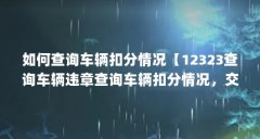 如何查询车辆扣分情况【12323查询车辆违章查询车辆扣分情况，交警查询方法】