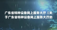 广东省特种设备网上服务大厅【关于广东省特种设备网上服务大厅的一些问题】