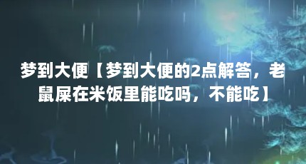 梦到大便【梦到大便的2点解答，老鼠屎在米饭里能吃吗，不能吃】