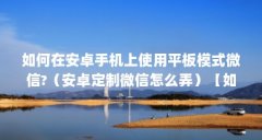 如何在安卓手机上使用平板模式微信?（安卓定制微信怎么弄）【如何在安卓手