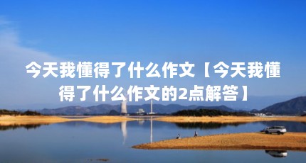 今天我懂得了什么作文【今天我懂得了什么作文的2点解答】