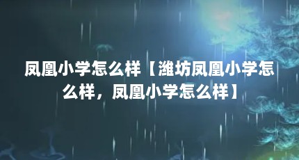 凤凰小学怎么样【潍坊凤凰小学怎么样，凤凰小学怎么样】