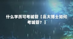 什么学历可考城管【北大博士如何考城管?】