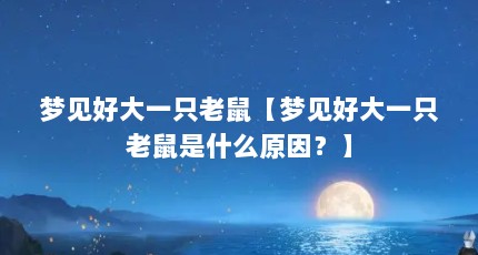 梦见好大一只老鼠【梦见好大一只老鼠是什么原因？】