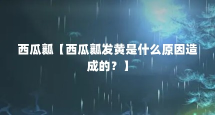 西瓜瓤【西瓜瓤发黄是什么原因造成的？】