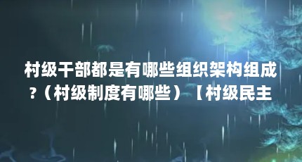 村级干部都是有哪些组织架构组成?（村级制度有哪些）【村级民主决策制度】