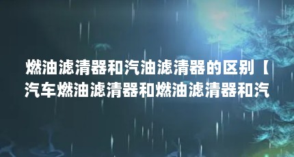 燃油滤清器和汽油滤清器的区别【汽车燃油滤清器和燃油滤清器和汽油滤清器的区别是什么】