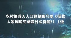农村低收入人口包括哪几类（低收入家庭的生活是什么样的?）【低收入家庭的