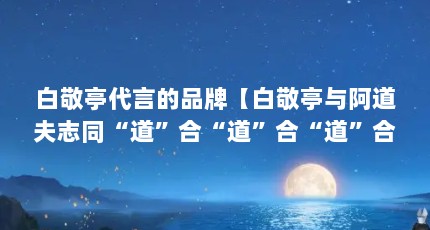 白敬亭代言的品牌【白敬亭与阿道夫志同“道”合“道”合“道”合“道”合】