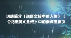 说唐简介（说唐全传中的人物）【《说唐演义全传》中的秦叔宝演义】