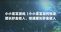 小小首富游戏【小小首富如何快速增长秒金收入，快速增长秒金收入】