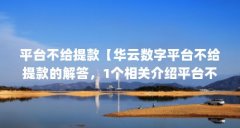 平台不给提款【华云数字平台不给提款的解答,1个相关介绍平台不给提款的解