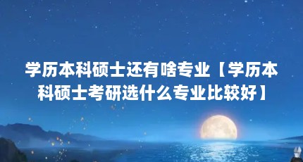 学历本科硕士还有啥专业【学历本科硕士考研选什么专业比较好】