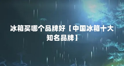 冰箱买哪个品牌好【中国冰箱十大知名品牌】