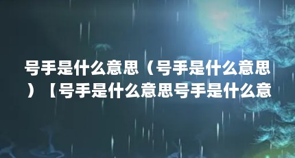 号手是什么意思（号手是什么意思）【号手是什么意思号手是什么意思号手是什么意思号手是什么意思】