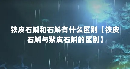 铁皮石斛和石斛有什么区别【铁皮石斛与紫皮石斛的区别】