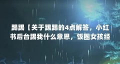 踢踢【关于踢踢的4点解答,小红书后台踢我什么意思,饭圈女孩经常超话】