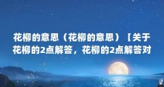 花柳的意思（花柳的意思）【关于花柳的2点解答，花柳的2点解答对大家有用】