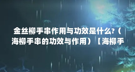 金丝柳手串作用与功效是什么?（海柳手串的功效与作用）【海柳手串的功效与作用】