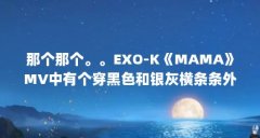 那个那个。。EXO-K《MAMA》MV中有个穿黑色和银灰横条条外套、裤子上有...(EXO和