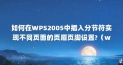 如何在WPS2005中插入分节符实现不同页面的页眉页脚设置?(wps2005WPS2005怎么计算