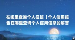 在哪里查询个人征信【个人信用报告在哪里查询个人信用信息的解答】