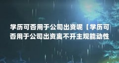 学历可否用于公司出资呢【学历可否用于公司出资离不开主观能动性(…)】