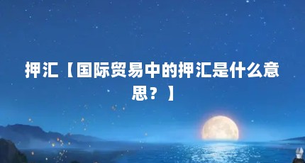 押汇【国际贸易中的押汇是什么意思？】