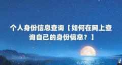 个人身份信息查询【如何在网上查询自己的身份信息?】