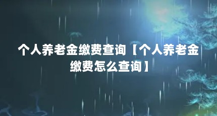 个人养老金缴费查询【个人养老金缴费怎么查询】