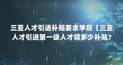 三亚人才引进补贴要求学历【三亚人才引进第一级人才领多少补贴？】