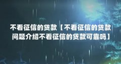 不看征信的贷款【不看征信的贷款问题介绍不看征信的贷款可靠吗】