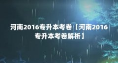 河南2016专升本考卷【河南2016专升本考卷解析】