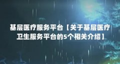 基层医疗服务平台【关于基层医疗卫生服务平台的5个相关介绍】