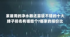 家居用的净水器还算较不错的十大牌子排名有哪些个?哪家的报价比较低...（空
