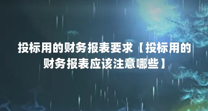 投标用的财务报表要求【投标用的财务报表应该注意哪些】