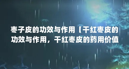 枣子皮的功效与作用【干红枣皮的功效与作用，干红枣皮的药用价值？】