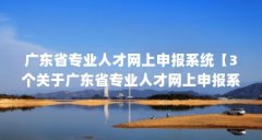 广东省专业人才网上申报系统【3个关于广东省专业人