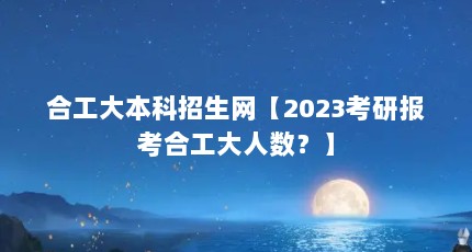 合工大本科招生网【2023考研报考合工大人数？】