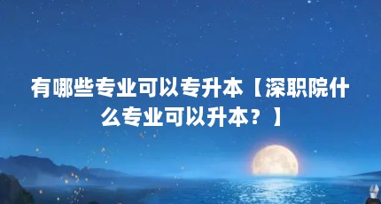 有哪些专业可以专升本【深职院什么专业可以升本？】