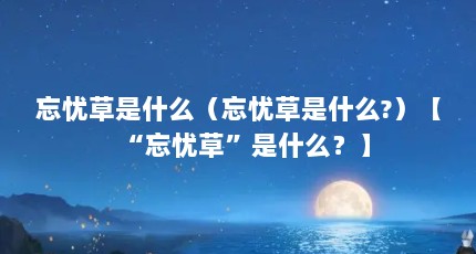 忘忧草是什么（忘忧草是什么?）【“忘忧草”是什么？】