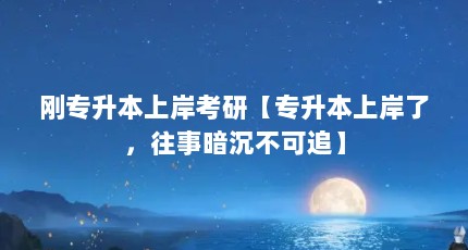 刚专升本上岸考研【专升本上岸了，往事暗沉不可追】