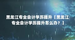 黑龙江专业会计学历提升【黑龙江专业会计学历提升怎么办？】
