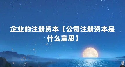 企业的注册资本【公司注册资本是什么意思】