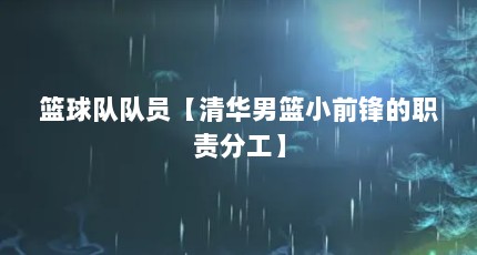 篮球队队员【清华男篮小前锋的职责分工】