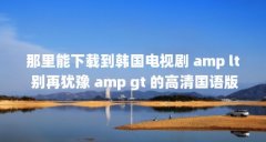 那里能下载到韩国电视剧 amp lt 别再犹
