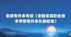 阜阳专升本考纲【安徽阜阳职业技术学院专升本补助标准】