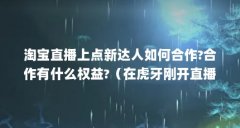 淘宝直播上点新达人如何合作?合作有什么权益?(在虎牙刚开直播为什么就有人