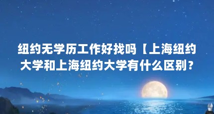 纽约无学历工作好找吗【上海纽约大学和上海纽约大学有什么区别？】