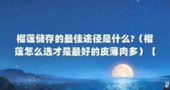 榴莲储存的最佳途径是什么?（榴莲怎么选才是最好的皮薄肉多）【如何挑选榴